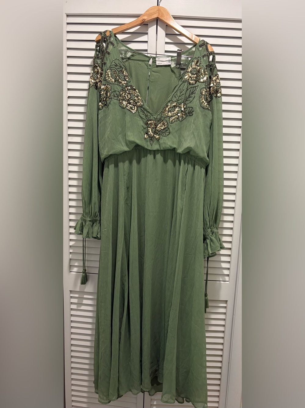 ASOS Olive Green Embellished Maxi Dress size 18